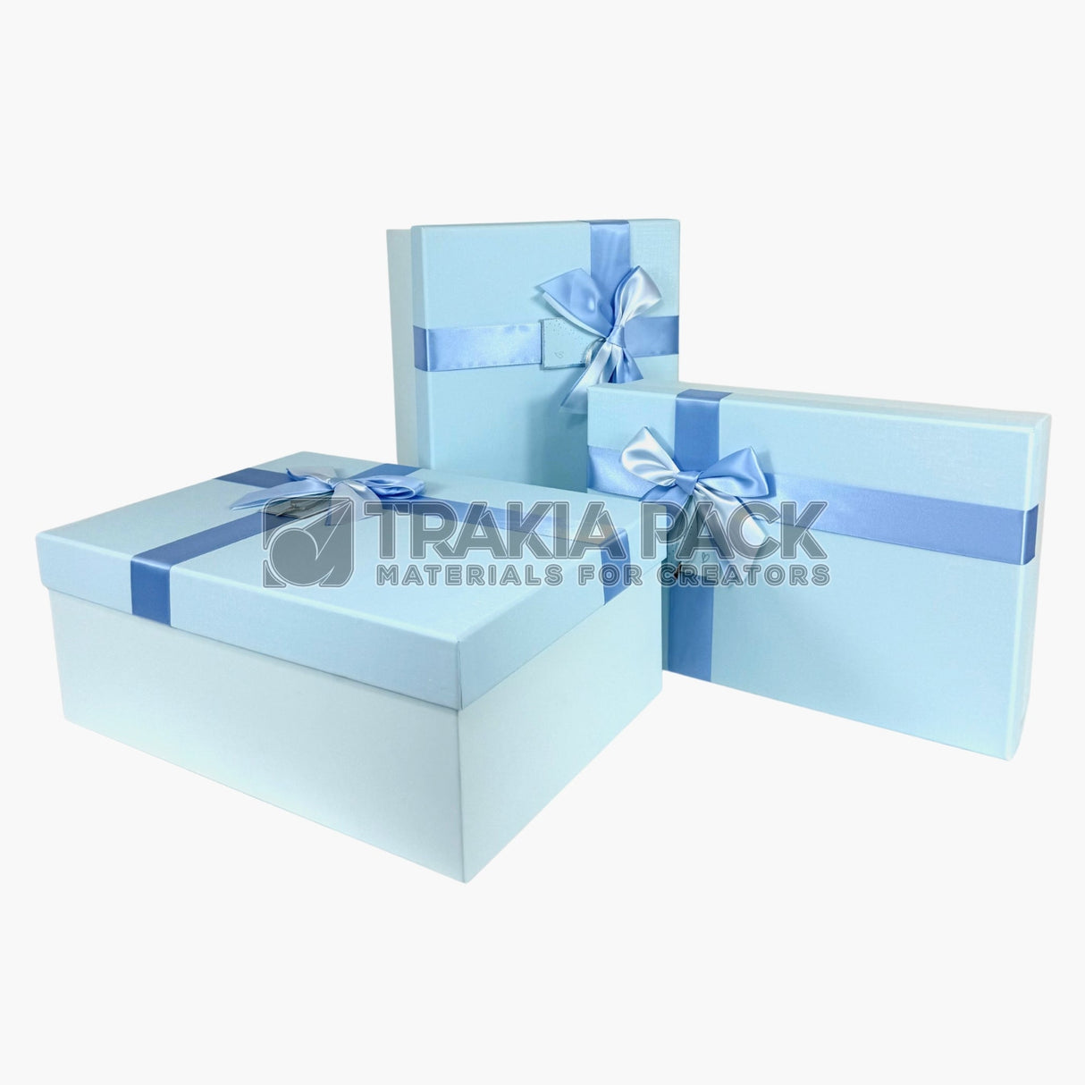 Подаръчни кутии с панделка големи 3бр/39х28х15см - сини