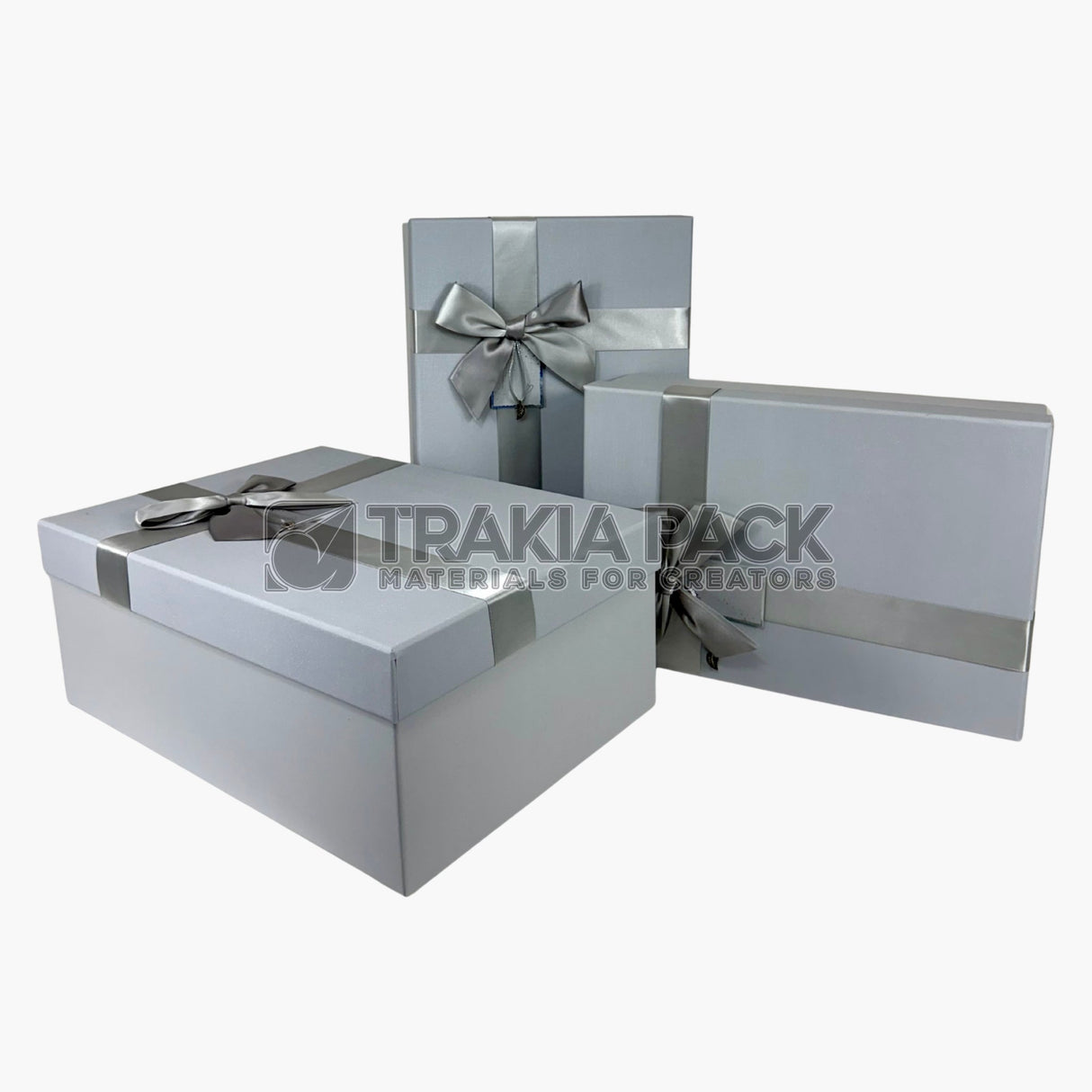Подаръчни кутии с панделка големи 3бр/39х28х15см - сиви