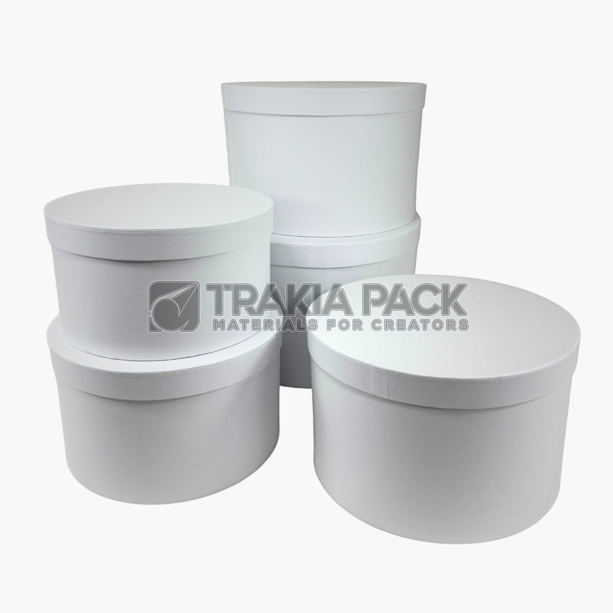 Кутии кръгли средна височина 5бр/32х21см - бели