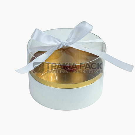 Обла кутия с прозрачен капак 21х13см - бяла