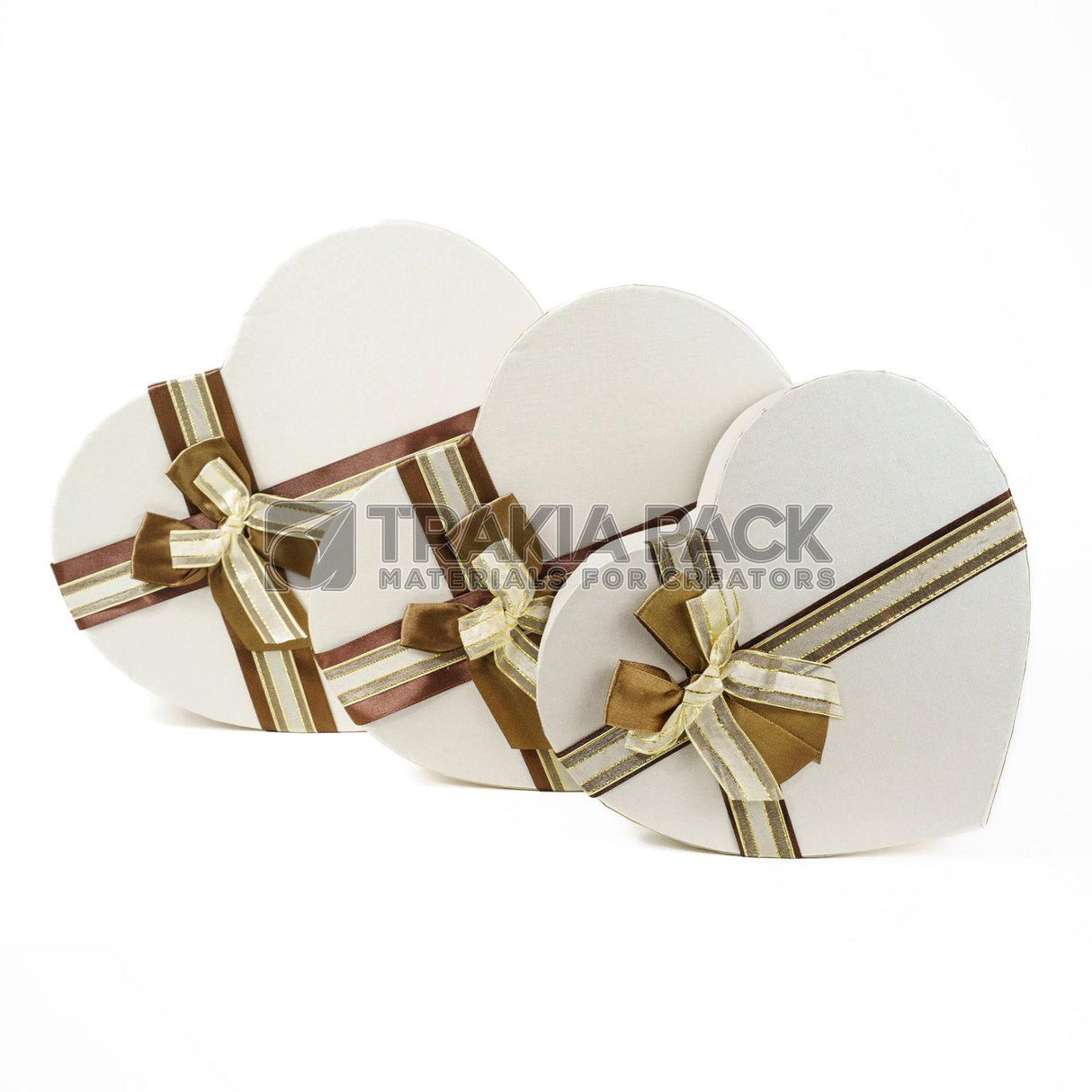 Подаръчни кутии сърце 3бр/31х28х13см - екрю