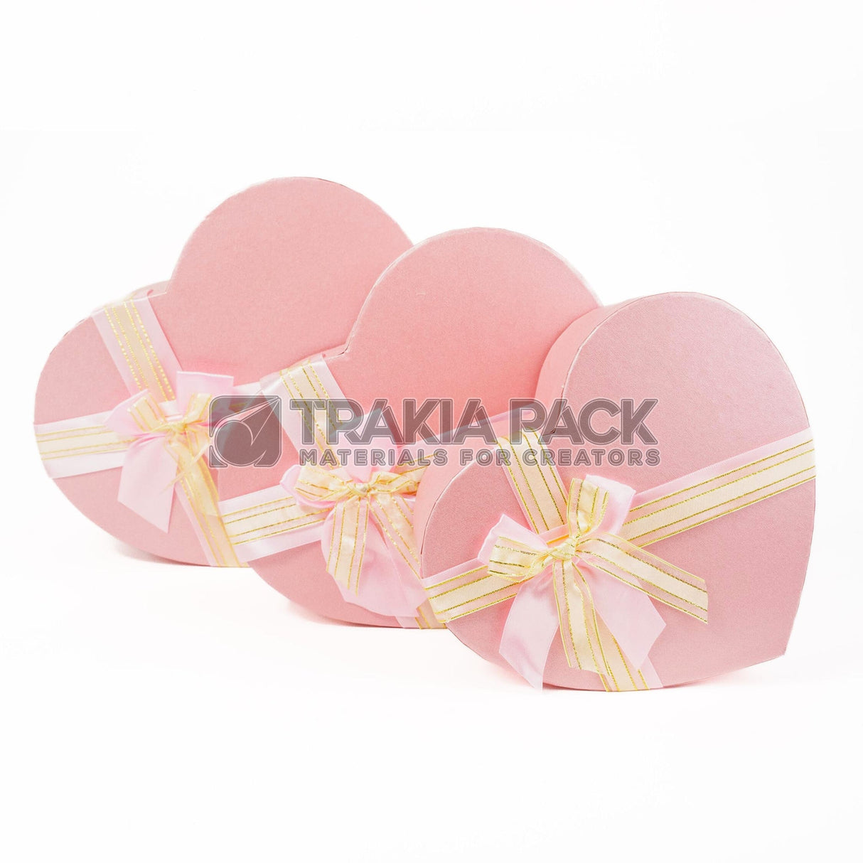 Подаръчни кутии сърце 3бр/31х28х13см - розови