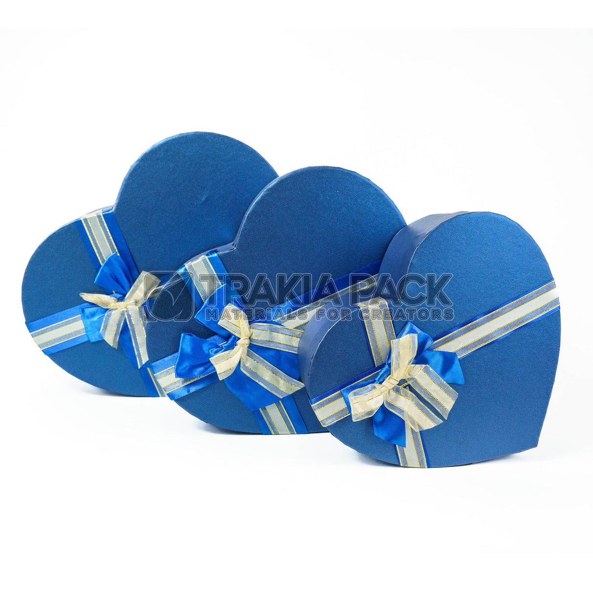 Подаръчни кутии сърце 3бр/31х28х13см - сини