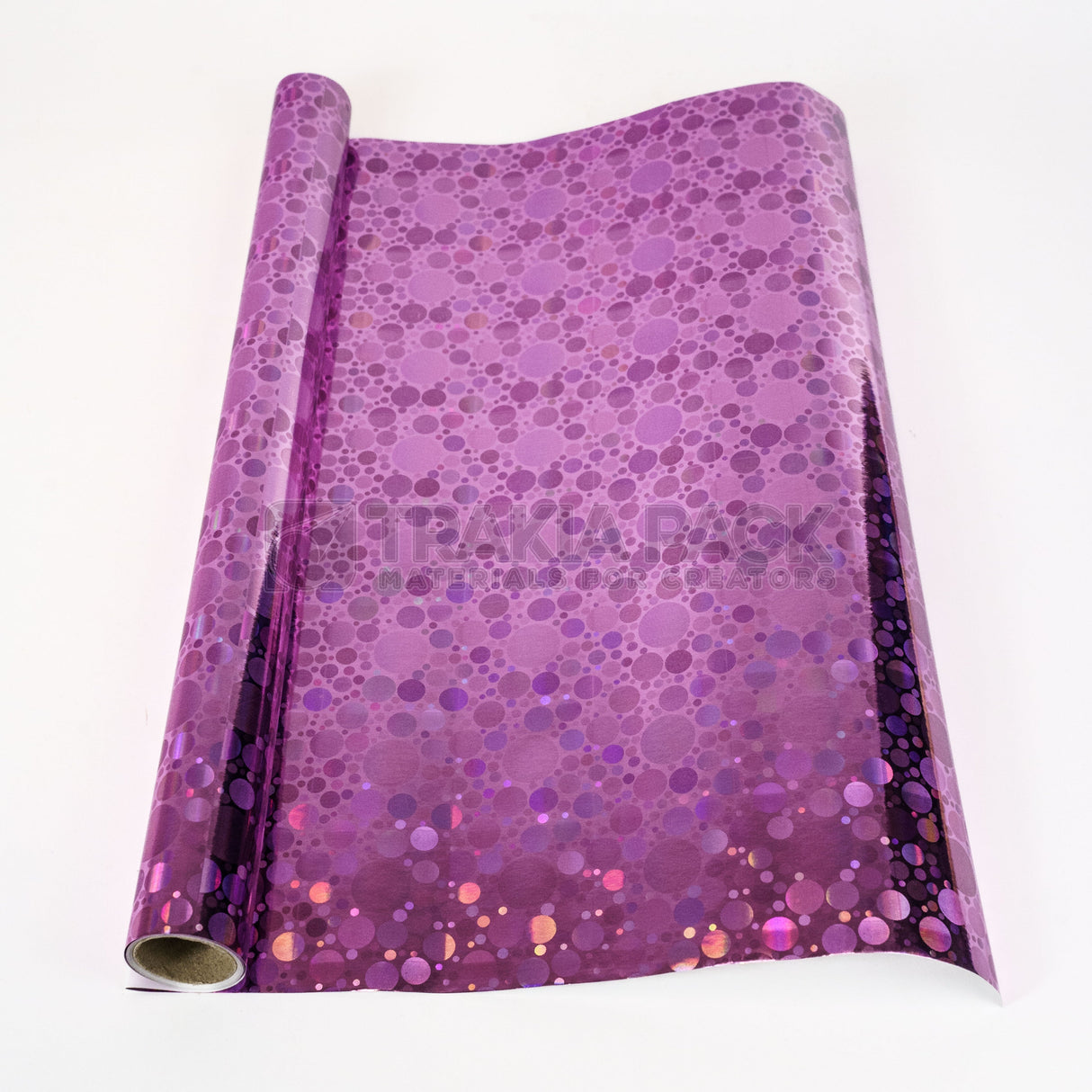 Хартия металик/ холограмна ролка - 43х270см - виолетова/точки