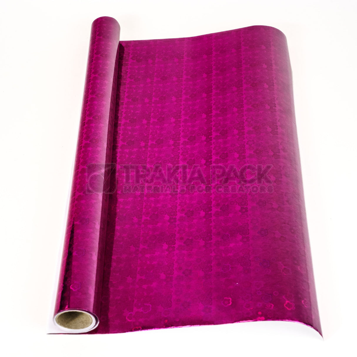 Хартия металик/ холограмна ролка - 43х270см - циклама/цветя