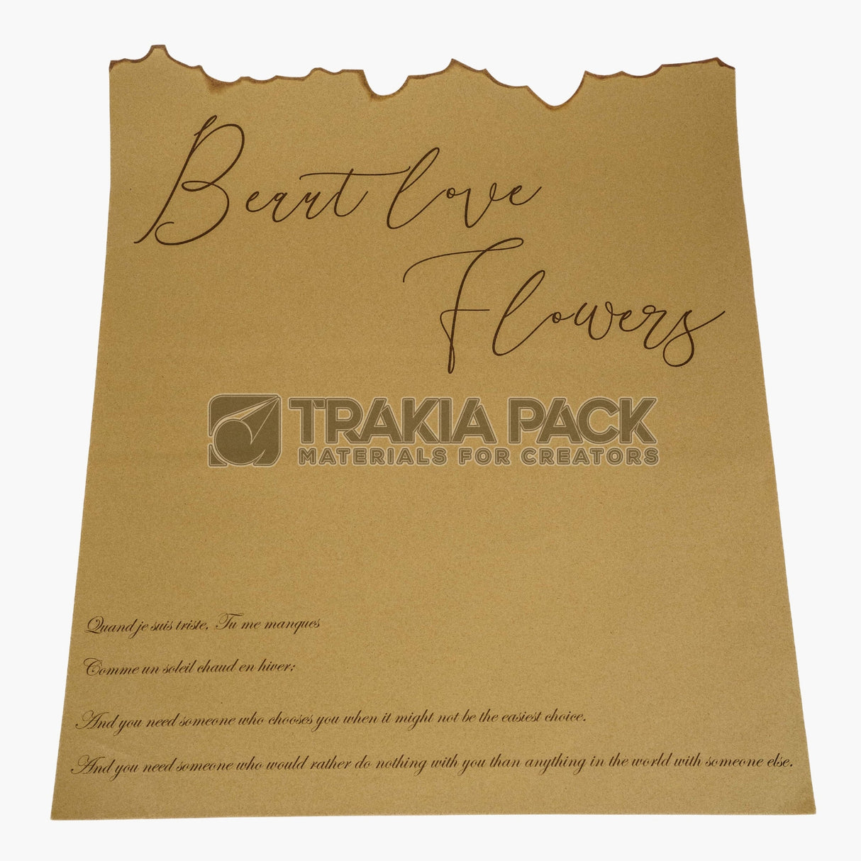 Опаковъчна хартия с обгорен ефект - 56х49см/15бр - натурална