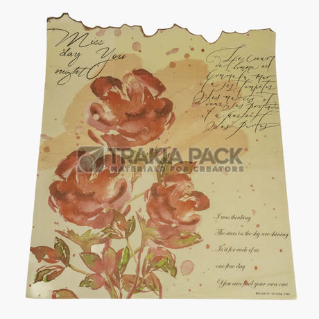 Опаковъчна хартия с обгорен ефект - 56х49см/15бр - цветя