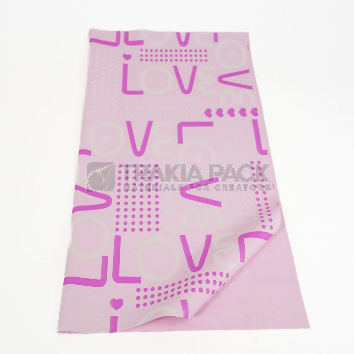 Целофан цветен с надпис Love - 57х57см/ 20бр - розов