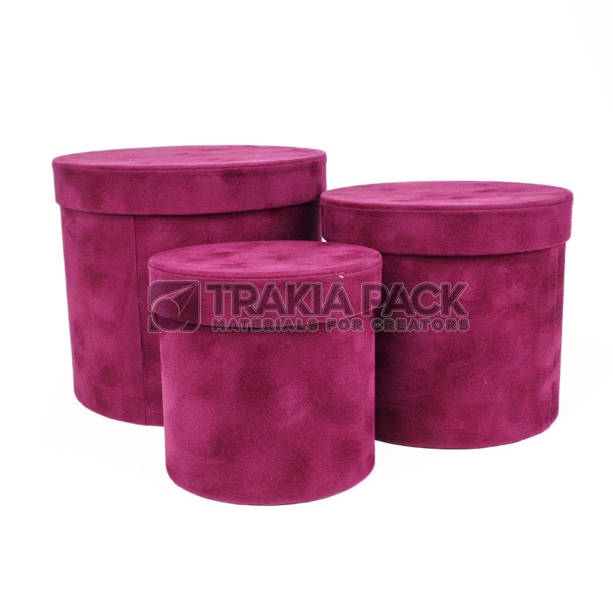 Велурени кутии 3бр/23х20см - тъмно розови