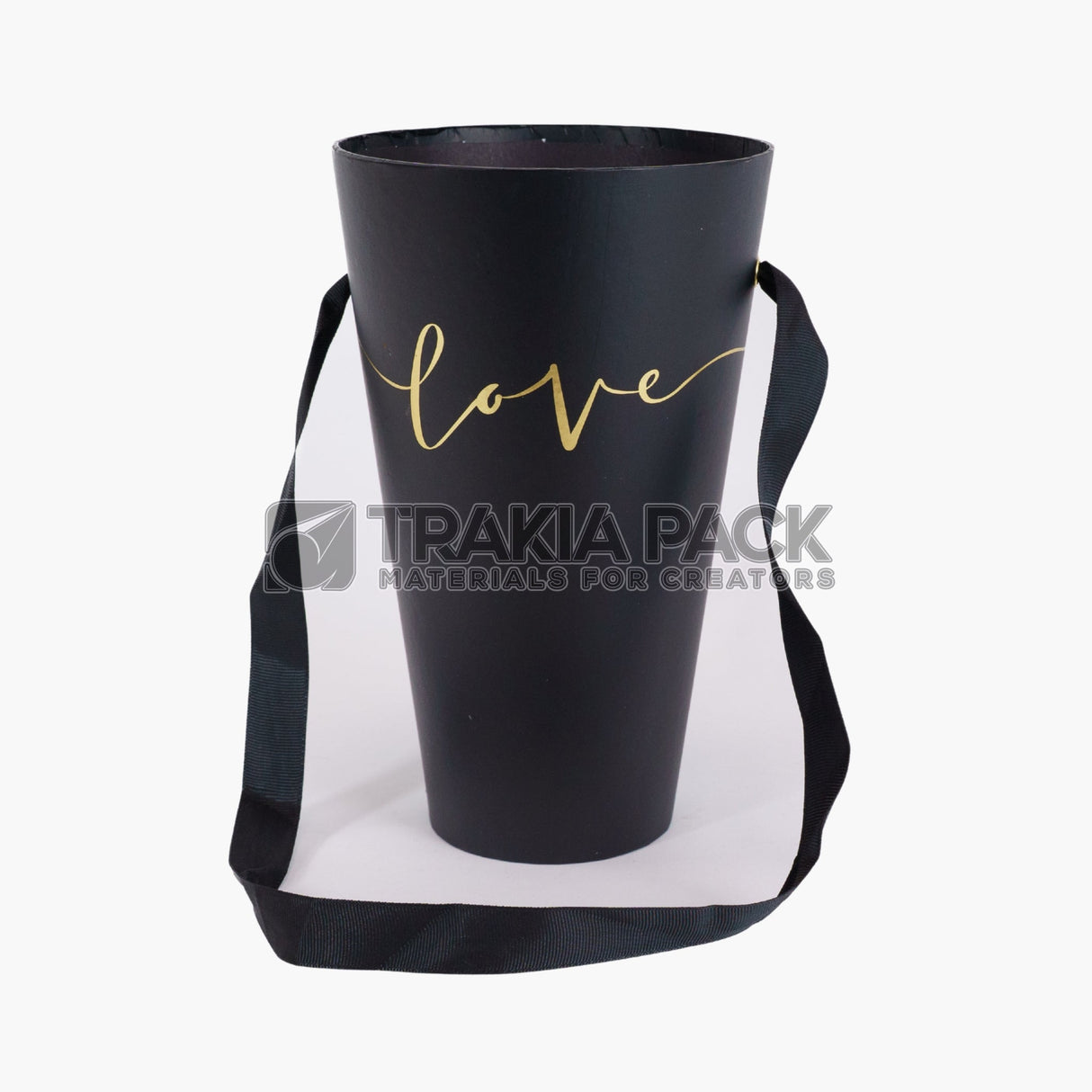 Кутия конус без капак с връзка 13,5х22х8см - черна