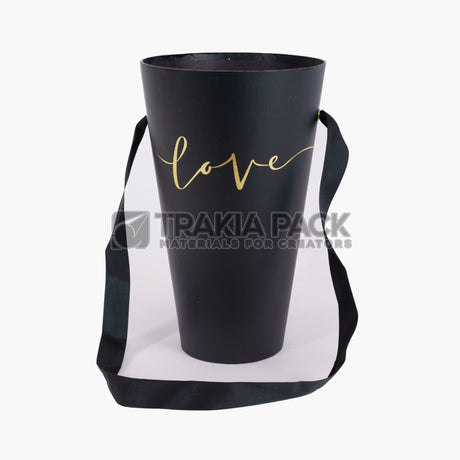 Кутия конус без капак с връзка 13,5х22х8см - черна