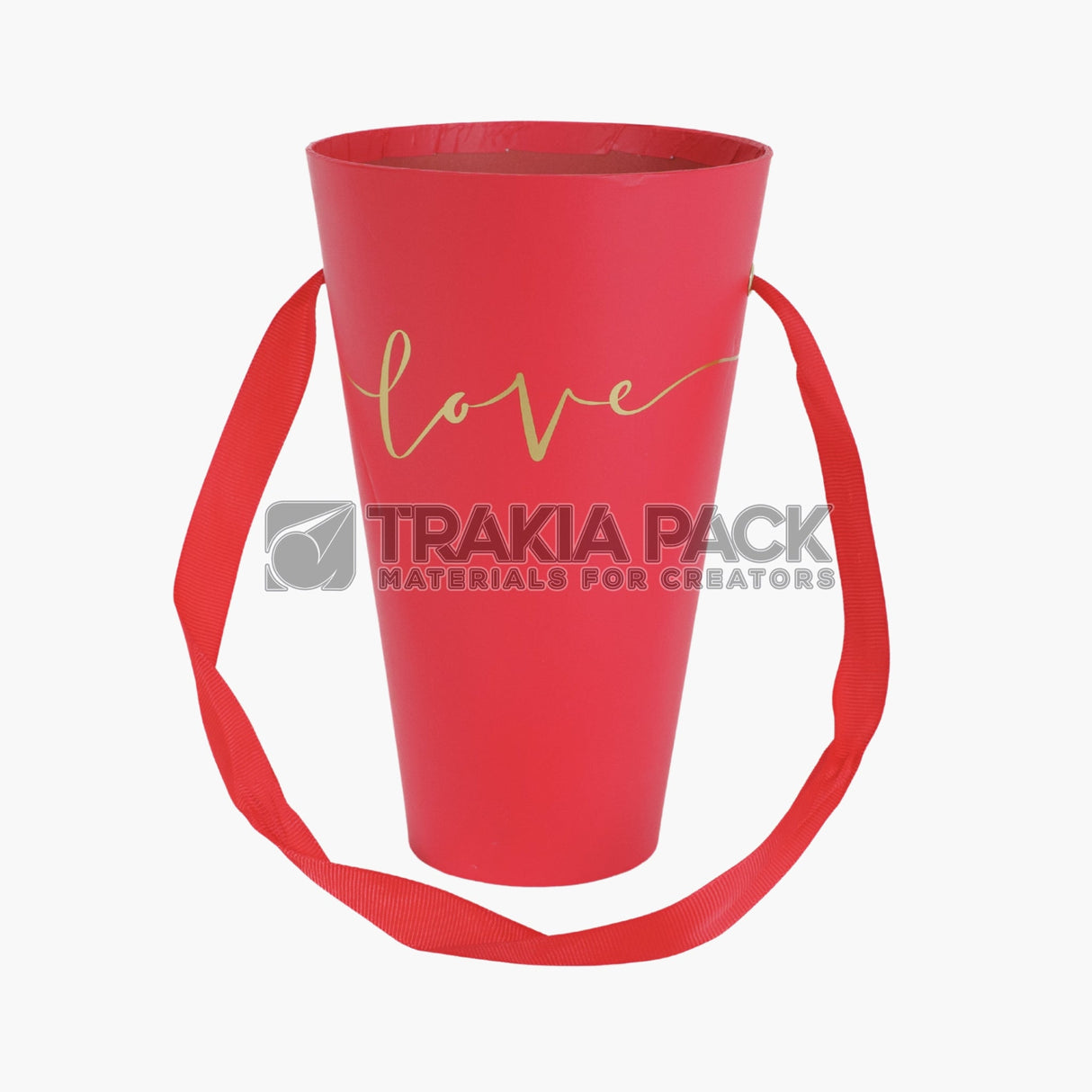 Кутия конус без капак с връзка 13,5х22х8см - червена