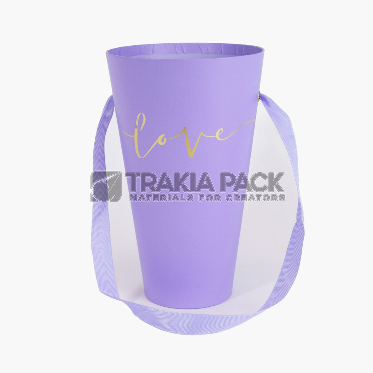 Кутия конус без капак с връзка 13,5х22х8см - лилава