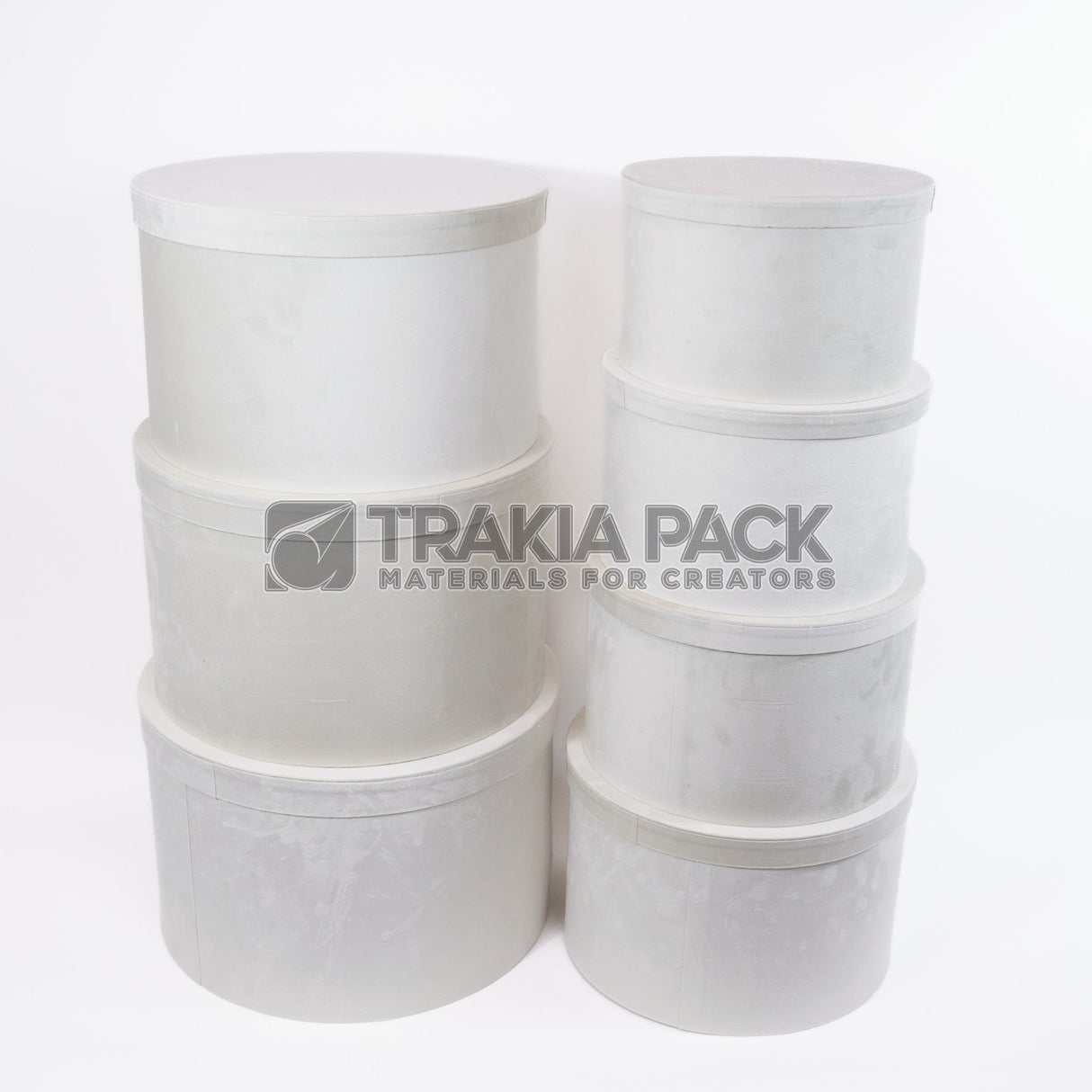 Велурени кутии кръгли големи 7бр/ 50х32см - екрю