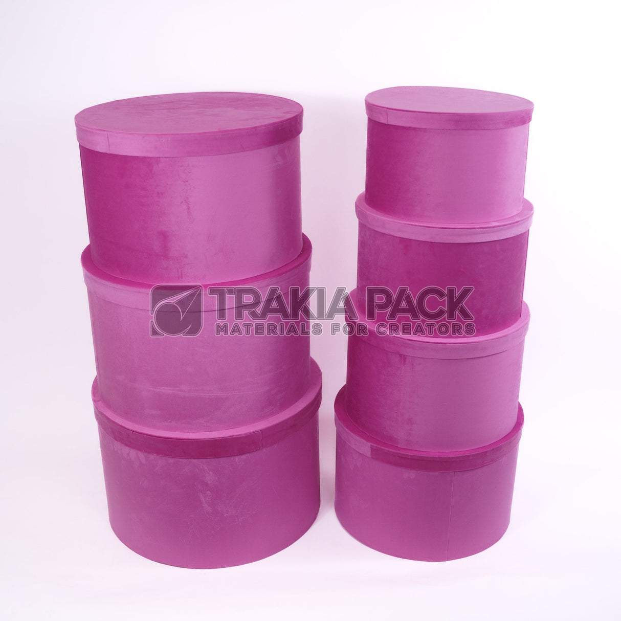 Велурени кутии кръгли големи 7бр/ 50х32см - розови