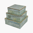 Кутии квадратни мраморен ефект - 3бр/23х23х9см - зелени