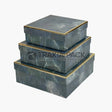 Кутии квадратни мраморен ефект - 3бр/23х23х9см - сиви