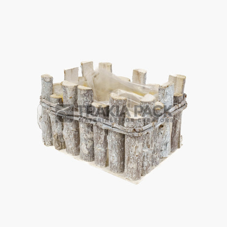 Дървена кашпа бяла 20х15х13см