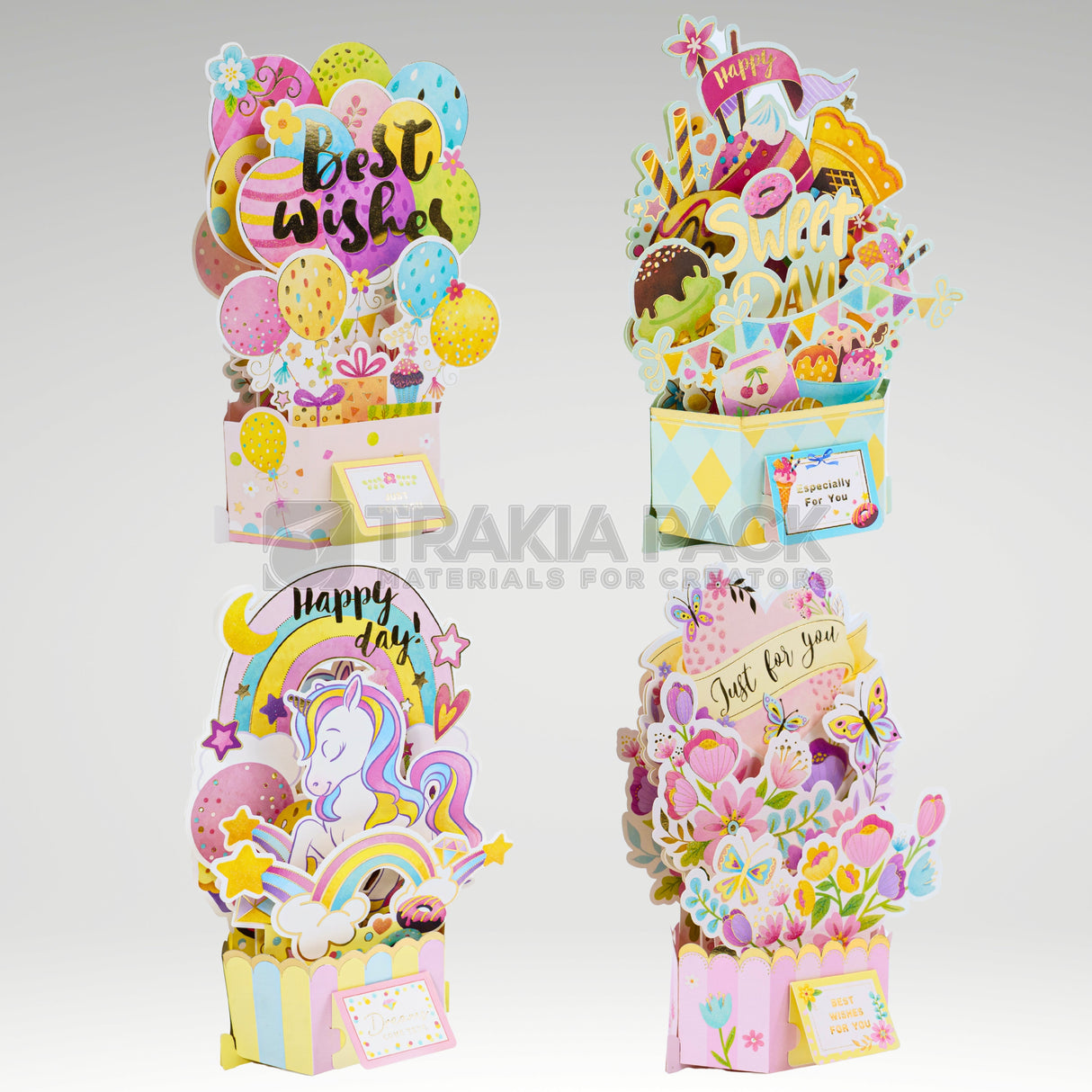 Картички 3Д детски 4бр