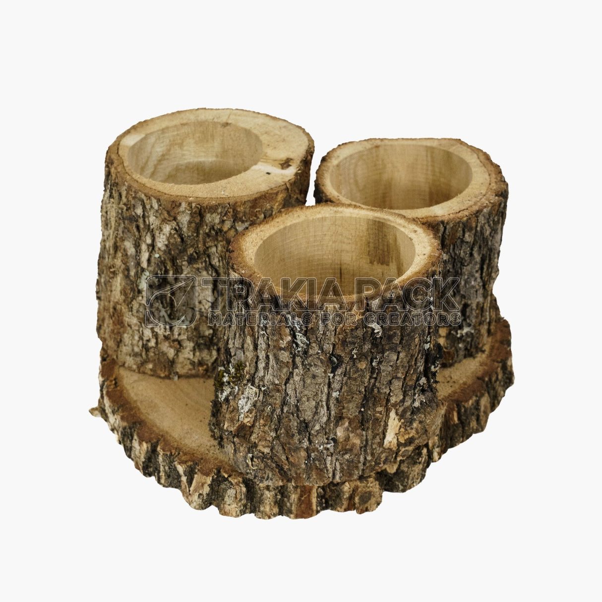 Дървена тройка кашпа за аранжировка - 27х15см