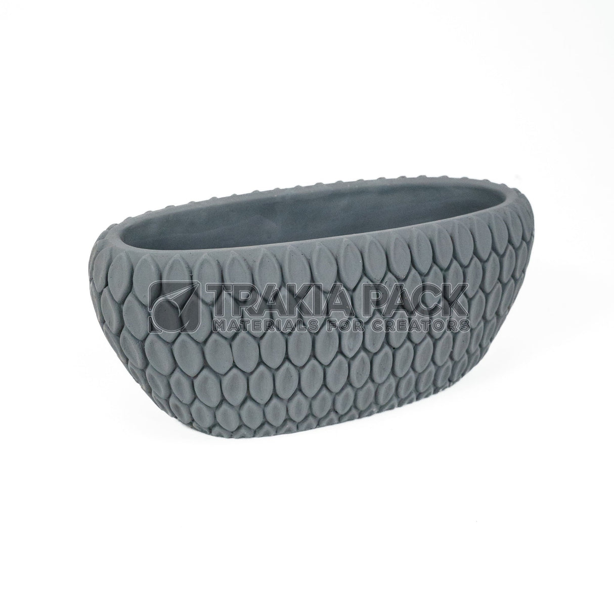 Кашпа сива елипса на люспи - 29х12х13см