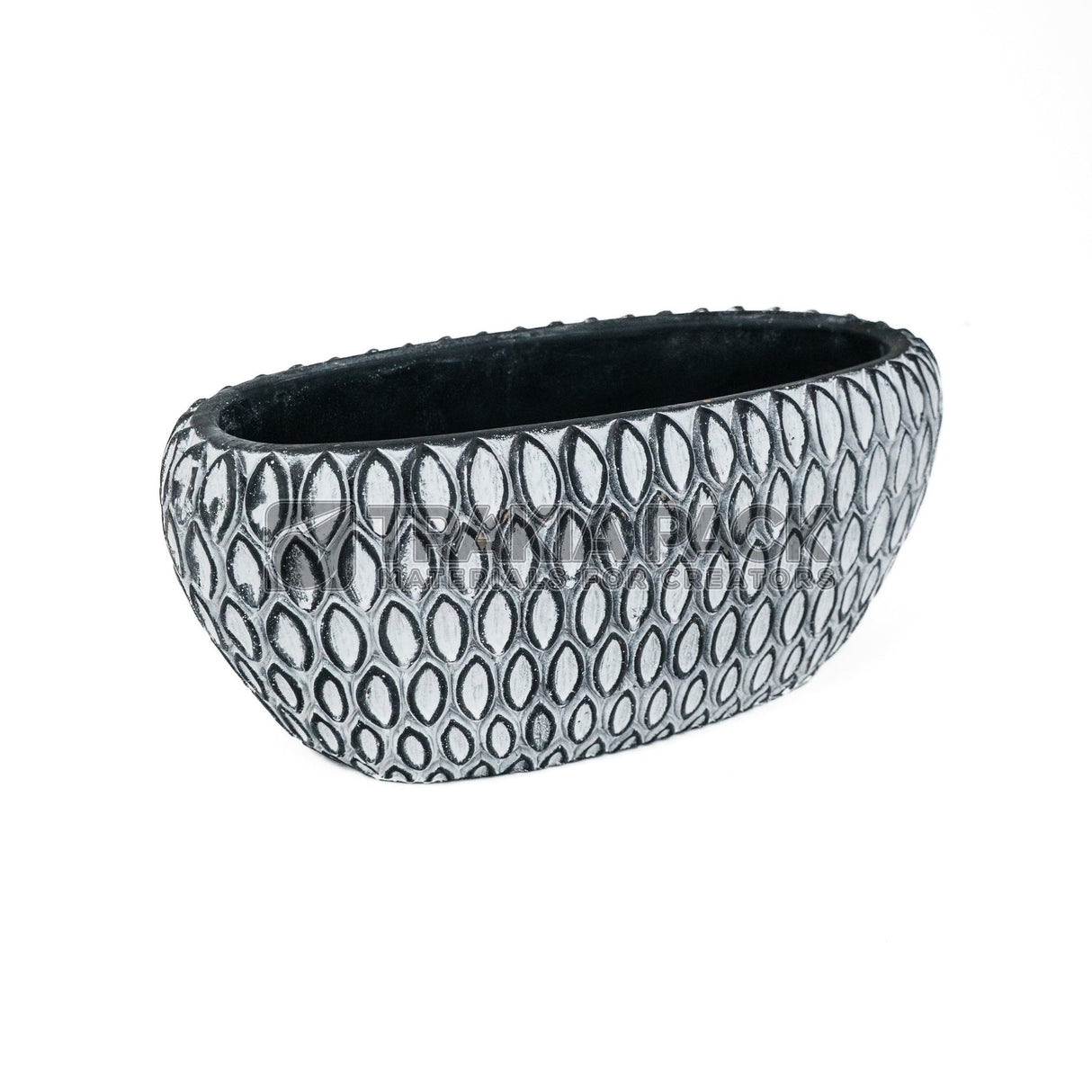 Кашпа сива елипса на люспи - 29х12х13см
