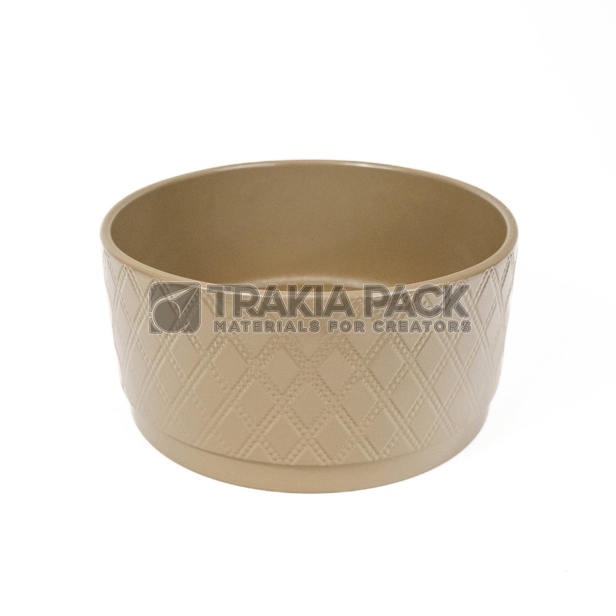 Кашпа - плоска, кръгла за сукуленти - 22х11см - кафява