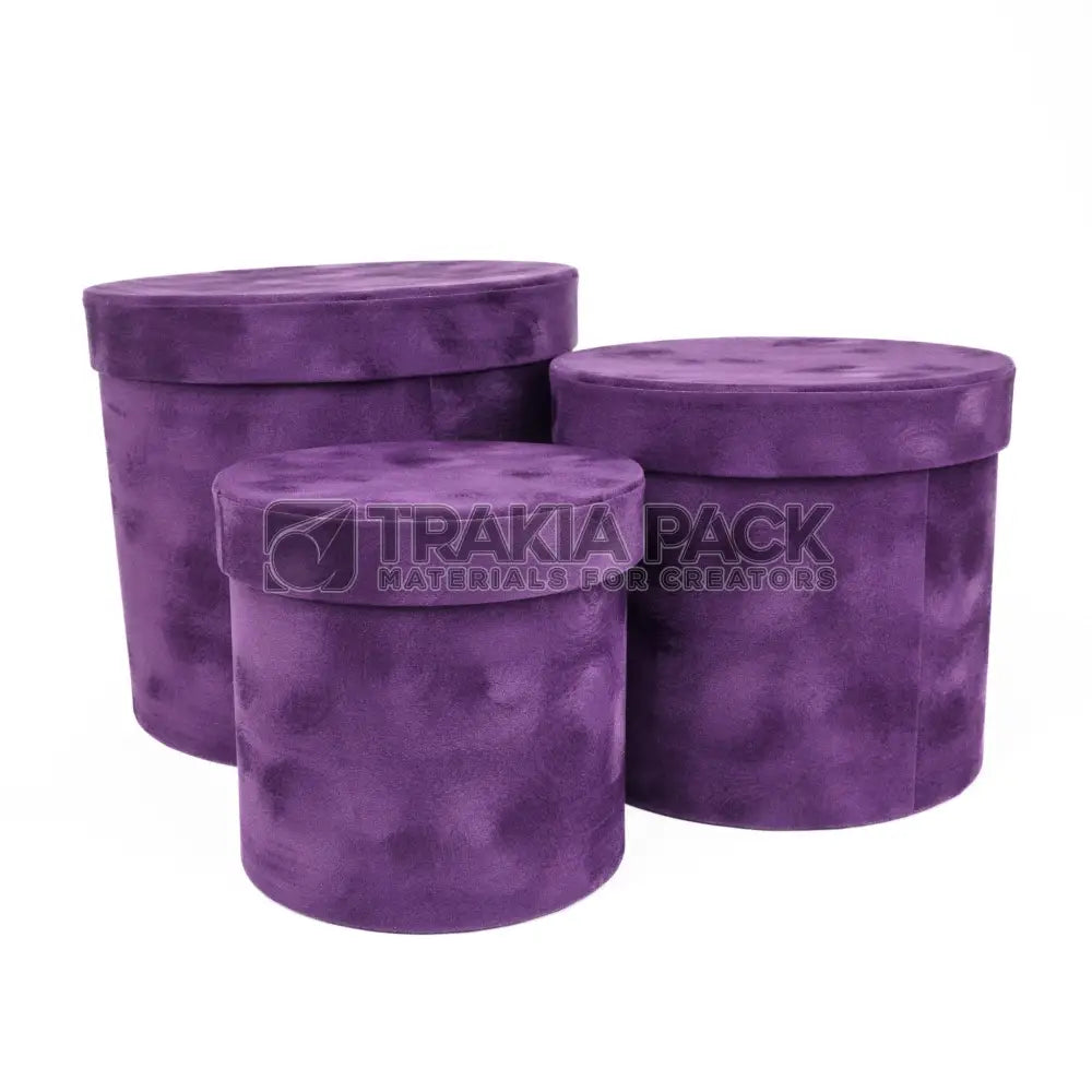 Велурени кутии 3бр/23х20см - лилави
