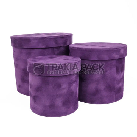 Велурени кутии 3бр/23х20см - лилави